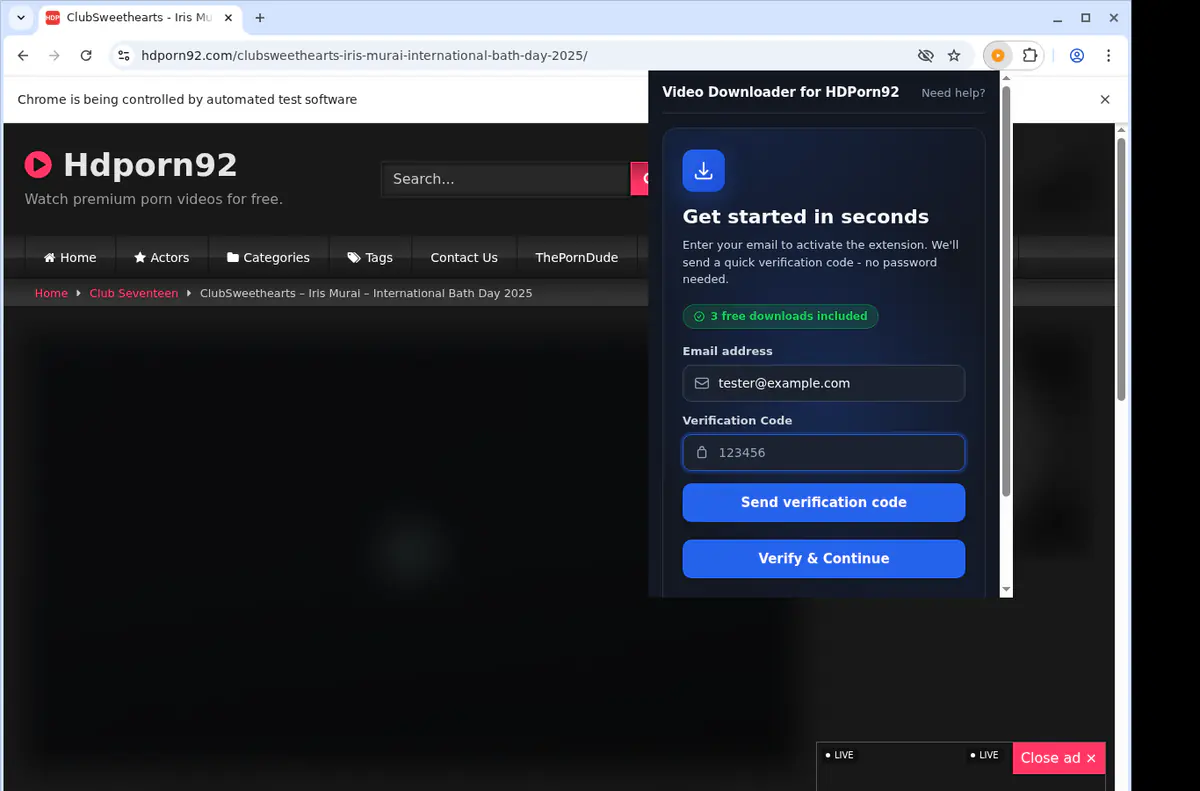 Hdporn92 Video Downloader browser extension screenshot 4